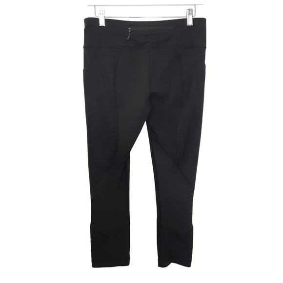 Lululemon Crop Leggings Black Mesh Cutout Low Rise Capri Womens 8 Athletic - Picture 2 of 13